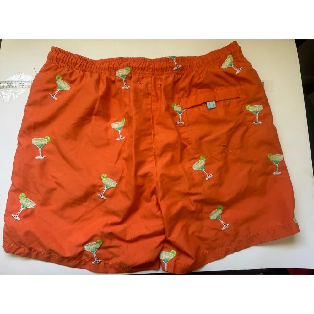 Tommy Bahama Men’s Swim Trunks Orange Margarita Print Size Large